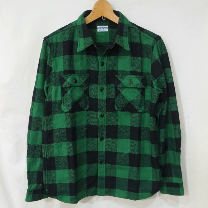 FN-SNR-101L GRNxBK ブロックチェックネルシャツ101L FNSNR101L FLATHEAD フラットヘッドシャツ BLOCK CHECK NEL SHIRT