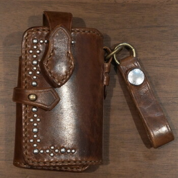 旧商品スペシャルプライス!KHB-01S-ダークブラウン-手縫い携帯電話ケース01S-KHB01S-FLATHEAD-フラットヘッド携帯電話ケースー携帯ケース-STOCKBURG-ストックバーグ|アメカジ バイカー 2ND・セカンド
