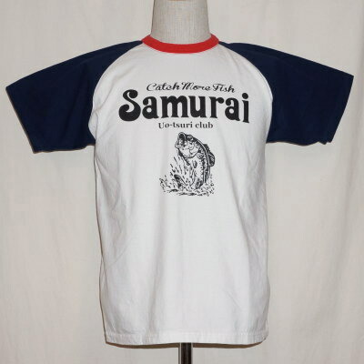 SUT17-102-ホワイトネイビー-サムライ魚釣倶楽部半袖クレイジーラグランTシャツ17-102-SUT17102-SAMURAIJEANS-サムライジーンズTシャツ-サムライ魚釣倶楽部Tシャツ【送料無料】【smtb-tk】【楽ギフ_包装】