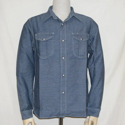SSW18-L01-インディゴ-市松柄ワークシャツ長袖18-L01-SSW18L01-SAMURAIJEANS-サムライジーンズ-サムライジーンズワークシャツ【送料無料】【smtb-tk】【楽ギフ_包装】