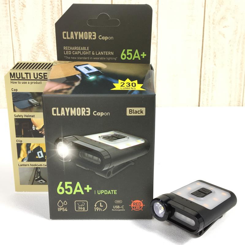 【OneSize ブラック系】 Claymore ( クレイモア ) キャップオン 65A+ Capon 65A+ 230ルーメン Usb充電 650Mah Ledキャップライト ヘッドランプ ランタン 投光器 Clp-330Bk CLP-330 Black ヘッド画像