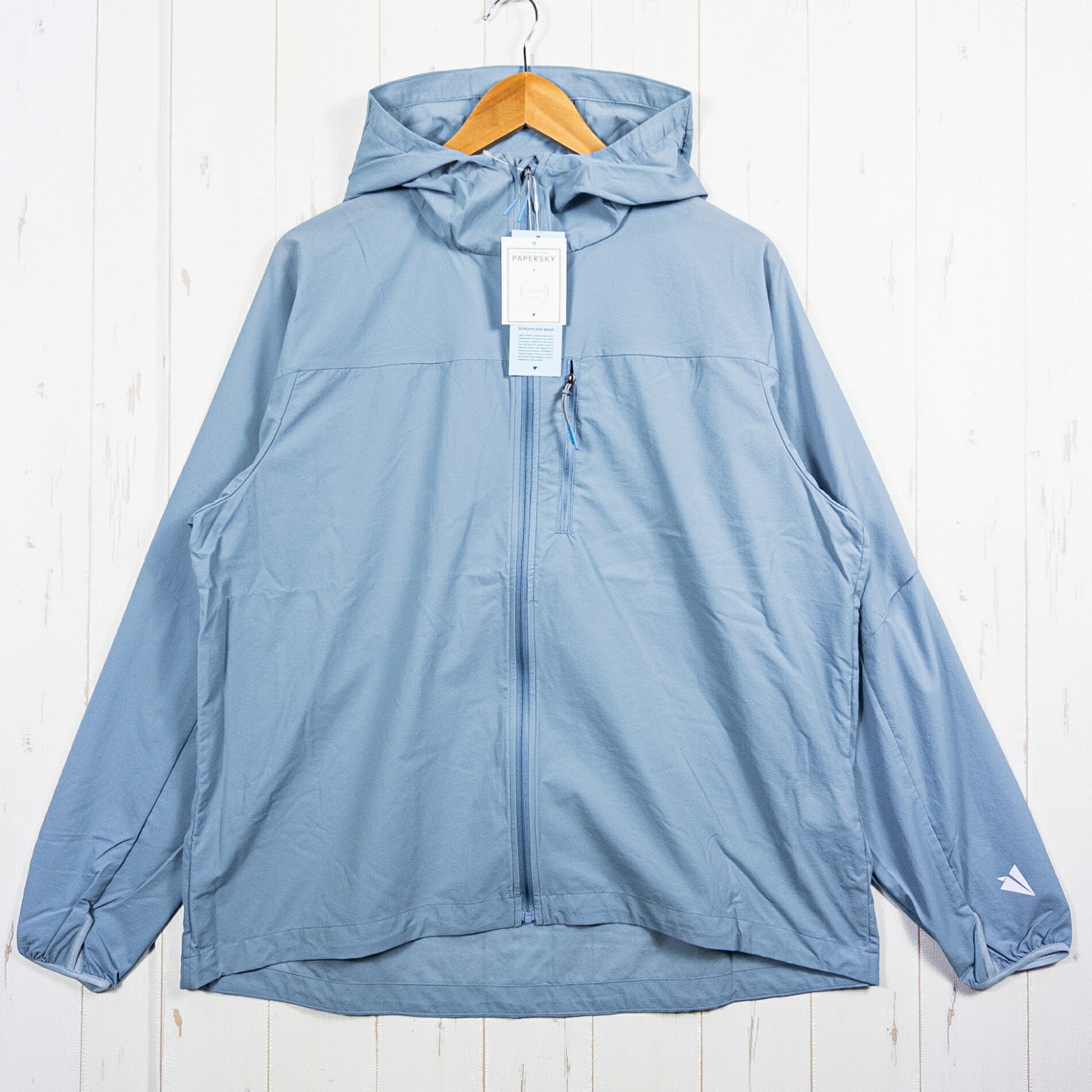 【Unisex M ブルー系】 Paper Sky Wear（ペーパースカイ ウェア） ウィンド シェル フーディー WIND SHELL HOODIE 73（Blue Gray） ナイロン ウェア トップス インナー シャツ フーディ 化繊 z00052193 7｜セカンドギア 2ndGear 店