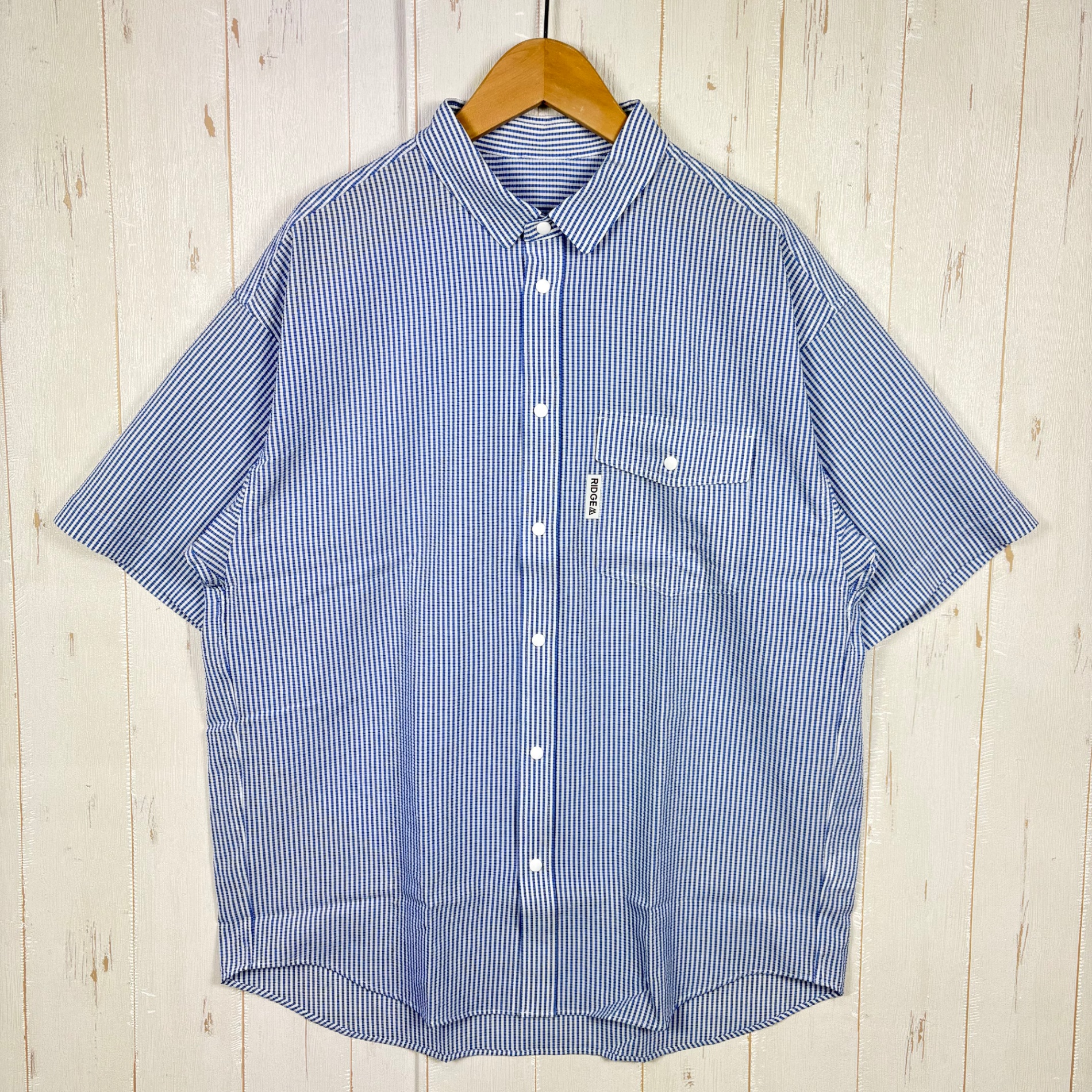 【Men\u0027s L 青色系】 Ridge Mountain Gear ( リッジマウンテンギア ) 第一義的 遊撃手捩り プルオーバー 縞模様 Basic Short Sleeve Shirt Stripe  Blue × White z00055793 B トップス-スポーツウェア・アクセサリー