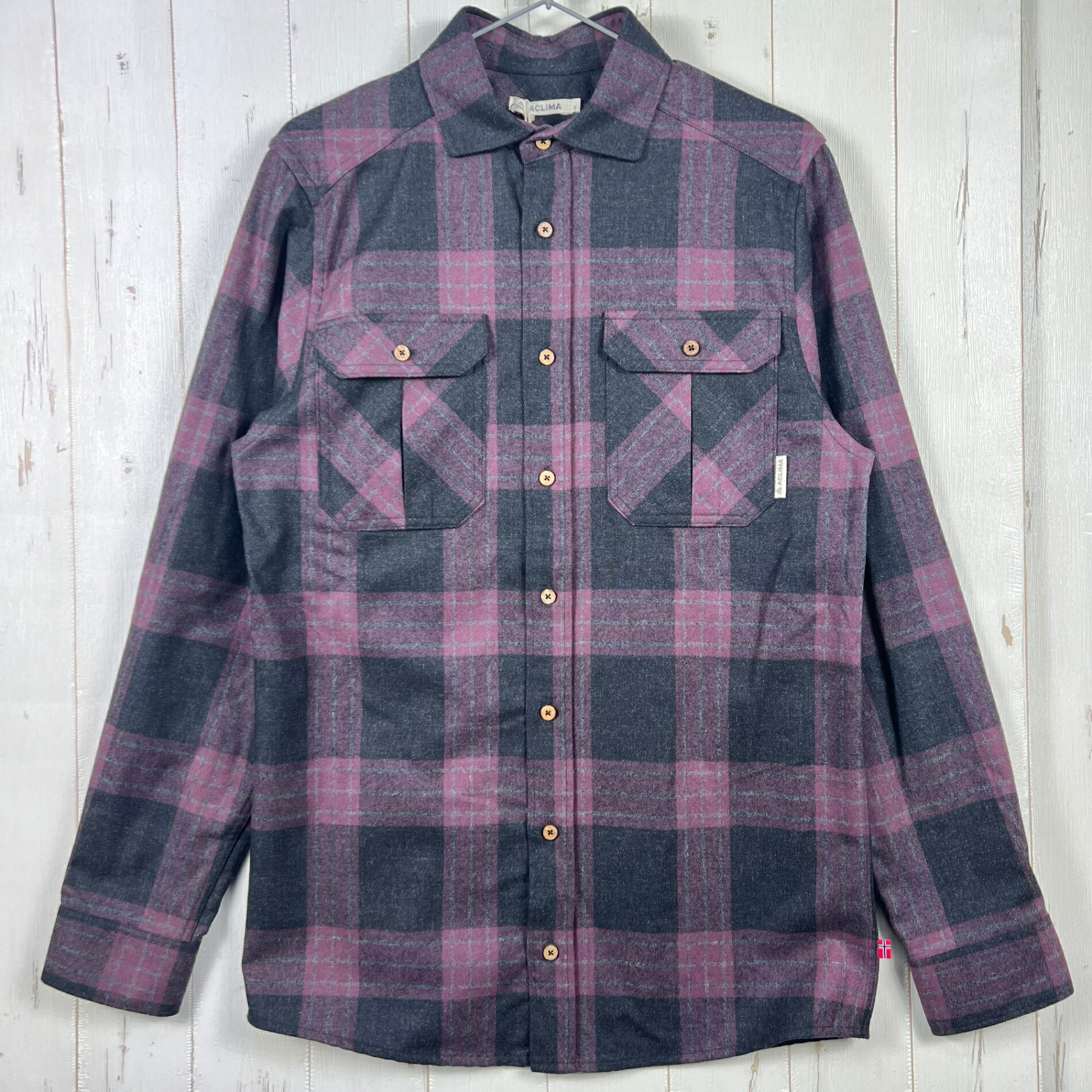 【Men\u0027s M パープル系】 Aclima ( アクリマ ) 余暇絨毛 リボーン 絨毛 プルオーバー LeisureWool ReBorn Wool Shirt 106310 369 CHECK DARK GREY/BORDEAUX z00055898 369 スポーツ用インナー-スポーツウェア・アクセサリー-トップス
