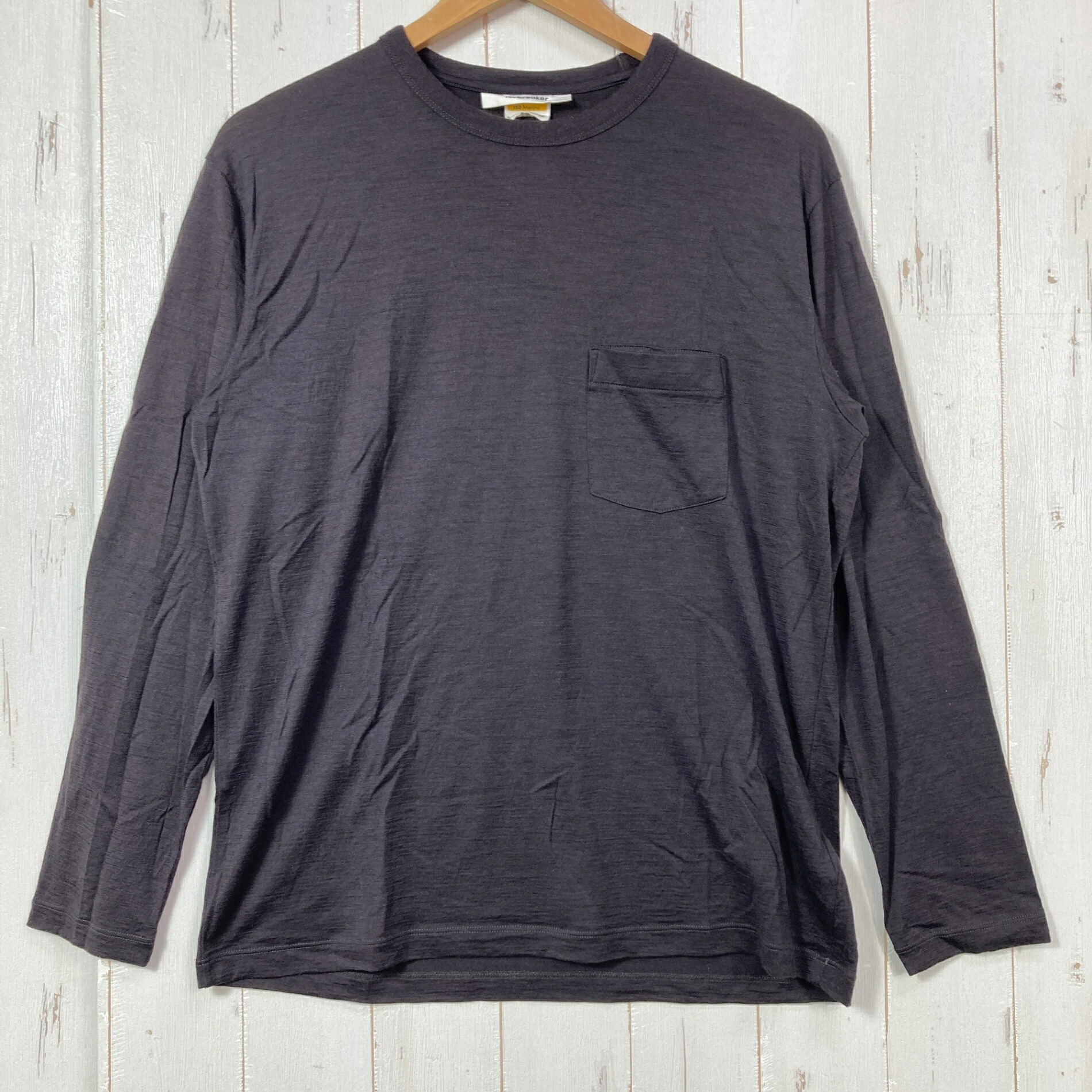 【Unisex M 黒いこと系】 Icebreaker ( アイスブレーカー ) メリノ 150 ロング捩り 衣嚢 お茶 Merino 150 Long Sleeve Pocket Tee メリノウール お召しもの トップス 肌付き プルオーバー ロング捩りTシ スポーツ・アウトドア-トップス-スポーツウェア・アクセサリー
