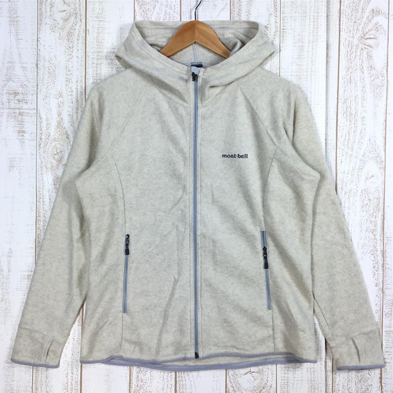 【中古】 【WOMEN's L】 モンベル クリマプラス100 ウォームアップ パーカ フリース ジャケット フーディ MONTBELL 1106449 アイボリー系