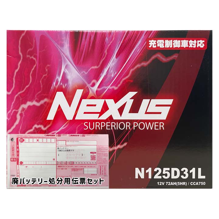 バッテリー NEXUS N125D31L 廃バッテリー回収サービス付トヨタ レジアスワゴン KH-KCH40W 平成11年8月～平成14年5月 対応 標準地仕様車 D31Lタイプ 送料無料 74