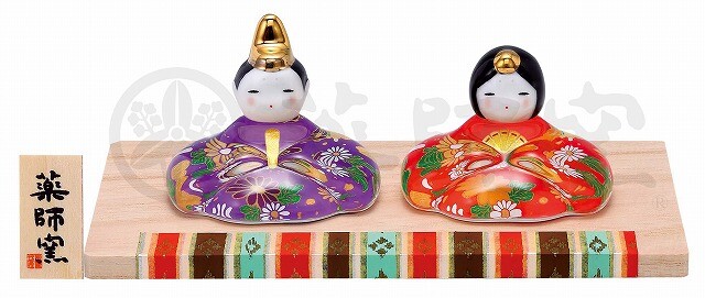 彩絵 玻璃座雛（華友禅） ひな人形 陶器 レトロ 置物 オブジェ 飾り物 置き物 和モダン 和風 和雑貨 和テイスト 和室 かわいい おしゃれ 雛人形 小さい コンパクト 女の子 ひな祭り