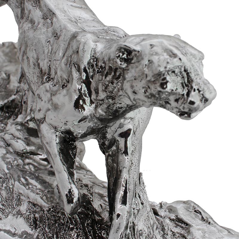 置物 オブジェ 鹿を追うチーター シルバー 飾り物 置き物 メタリック モダン かっこいい 動物 アニマルオブジェ 光沢 アンティーク ヨーロピアン 西洋 レトロ 北欧 ヨーロッパ 高級感 存在感 おしゃれ お洒落 Giosenglish Com