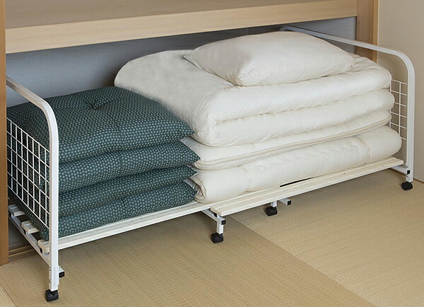 楽天市場 樹脂すのこ布団収納ラック 押入れ収納 キャスター付き すのこ スノコ 布団収納ラック 押し入れ収納 伸縮 ナイススタイル