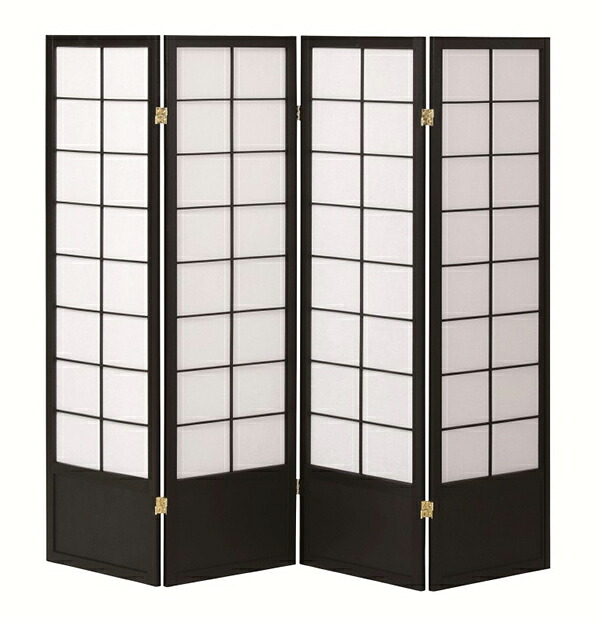 送料無料 和風 衝立 4連 高さ150cm パーティション 木製 つい立 仕切り 間仕切り パーティション 目隠し オフィス アジアン 和モダン レトロ リビング 店舗 玄関 おしゃれ ブラック ナチュラル|ナイススタイル