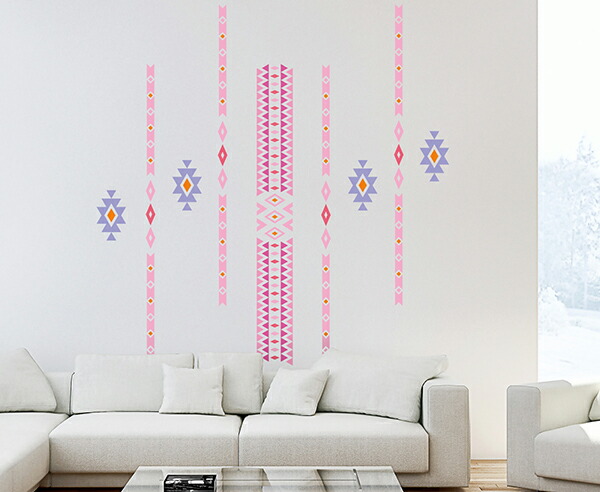 格安人気 転写 大判 高級 ウォールステッカー トライバル ピンク グラフィック 模様 インテリア 日本製 壁傷 汚れ隠し インテリア キッチン リビング 子供部屋 トイレ 壁紙 壁シール かわいい 北欧w 大流行中 Eventfulrents Com