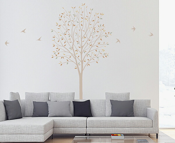100 の保証 転写 大判 高級 ウォールステッカー 木とツバメ ベージュ 植物 木 人気 鳥 日本製 壁傷 汚れ隠し インテリア キッチン リビング 子供部屋 トイレ 壁紙 壁シール かわいい 北欧w 柔らかい Qallwahotels Com