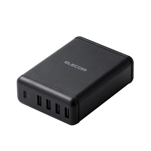 エレコム スマートフォン・タブレット用AC充電器 USB-A4ポート(おまかせ充電) Type-C1ポート(PD30W) 電源ケーブル1.5m ブラック MPA-ACD02BK