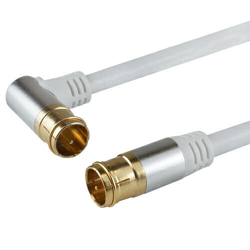 5個セット HORIC アンテナケーブル 7m ホワイト アルミヘッド L字差込式/差込式コネクタ AC70-398WHX5