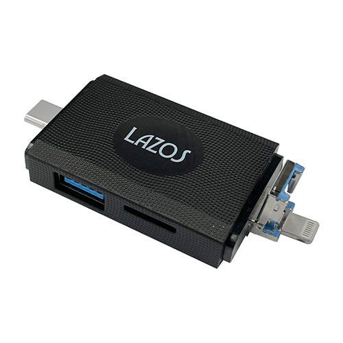 【6個セット】 Lazos マルチカードリーダー(Lightning / Type-C / USBプラグ) L-MCR-LX6|ナイススタイル