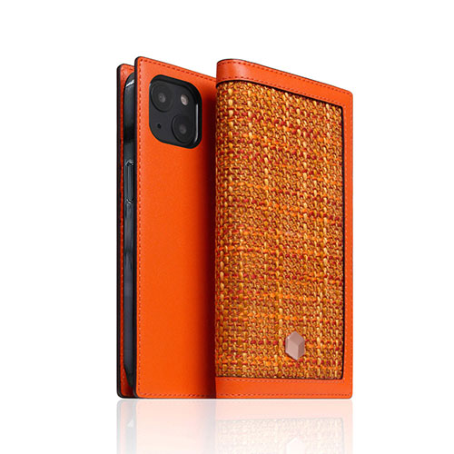 SLG Design Edition Calf Skin Leather Diary for iPhone 14 オレンジ 手帳型 SD24313i14OR|ナイススタイル