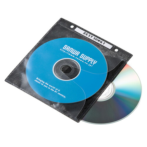 【5個セット】 サンワサプライ DVD・CD不織布ケース(リング穴付・ブラック) FCD-FR100BKNX5