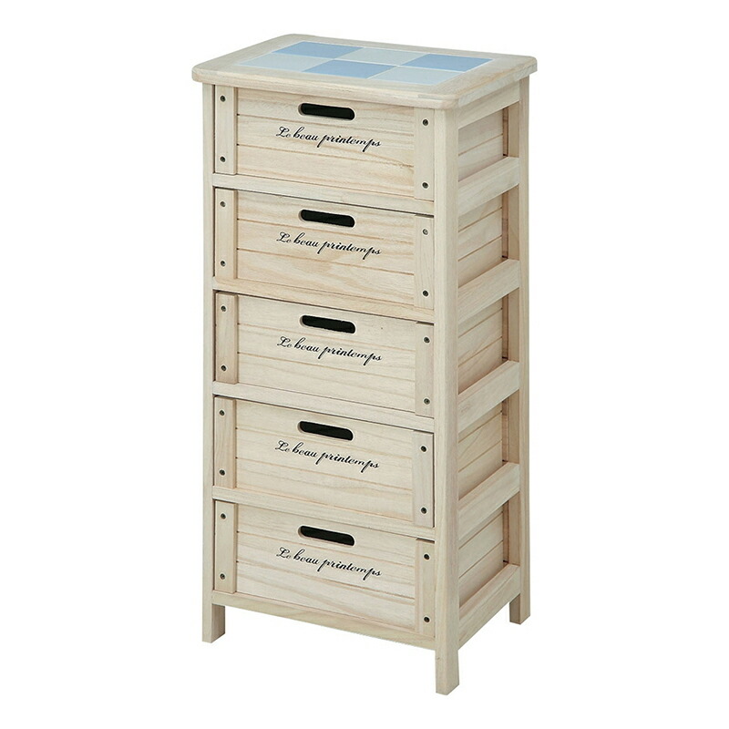 送料無料 木製5段ボックス 野菜ストッカー 幅40cm チェスト 引き出し収納 タイル 桐 たんす かわいい おしゃれ 北欧 キャビネット キッチン収納 モダン 収納ボックス 台所 シンプル