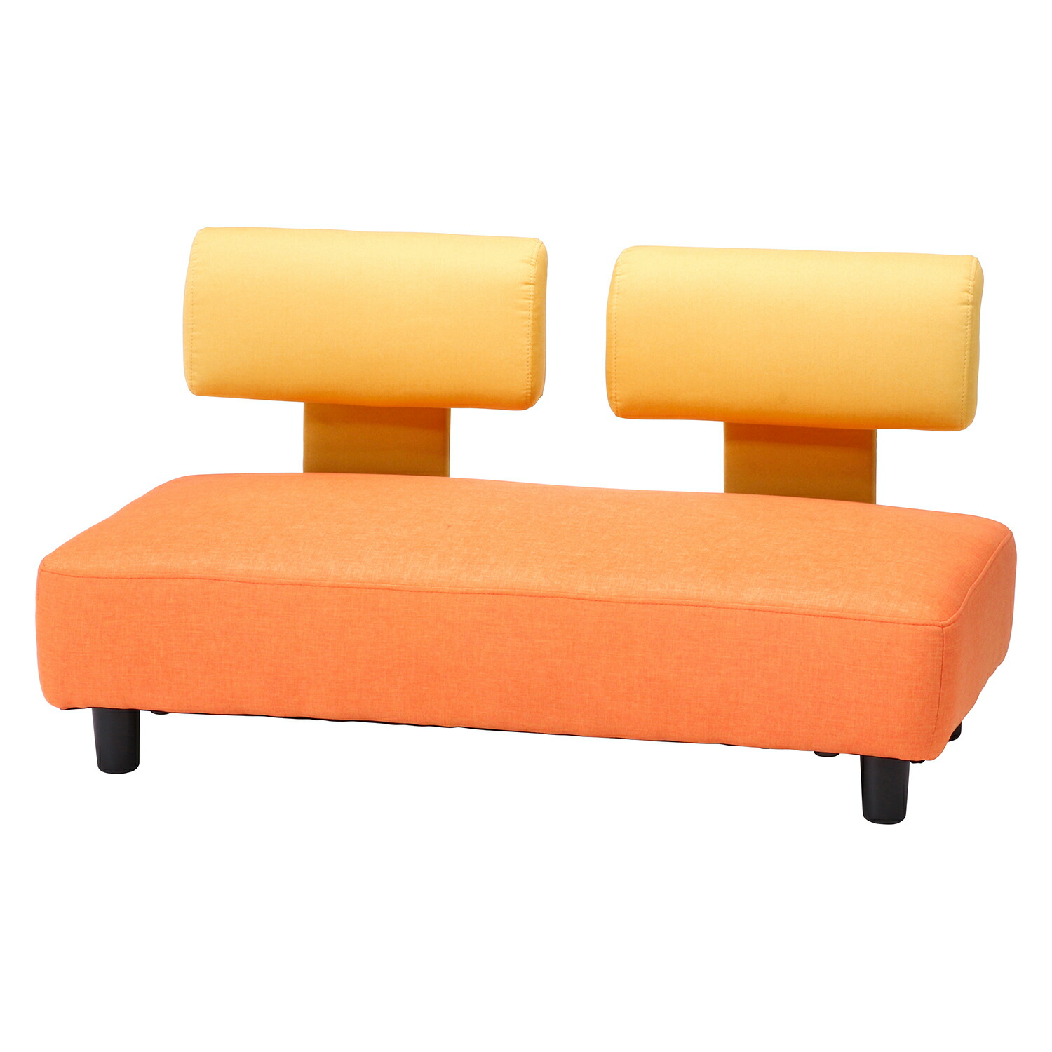 数量限定 楽天市場 カラフルソファ 2人掛け ソファー イエロー オレンジ 2p かわいい おしゃれ キッズ ポップ ローソファ フロアソファ カワイイ デザイン インテリア 長椅子 肘なし ひじ掛け無し アームレス ベンチチェア ベンチソファ Ye Or 北欧 脚取り外し 高さ