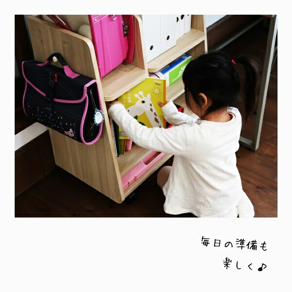 ランドセルラック キャスター付 フック付 ナチュラル ランドセルスタンド ランドセル置き 木製 北欧 カントリー ランドセル収納 キッズ収納