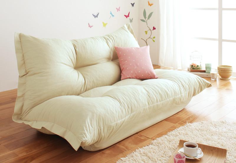 日本製 フロアソファ ローソファ 2人掛け コンパクト ボリューム フロアソファー リクライニング ファニー ソファー ソファ sofa ロータイプ ローソファー ラブソファ 低いソファ こたつソファ 二人掛け 綿100% 一人暮らし ワンルーム 社員寮 学生寮 北欧 (送料無料)|ナイススタイル