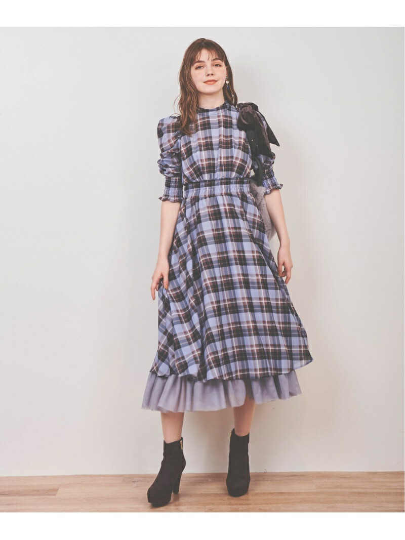 裾チュールチェックプリントワンピース 31 Sons De Mode トランテアン ソン ドゥ モード ワンピース ロングワンピース マキシワンピース ブルー ブラウン 先行予約 送料無料 Rakuten Fashion Meguiars Com Do