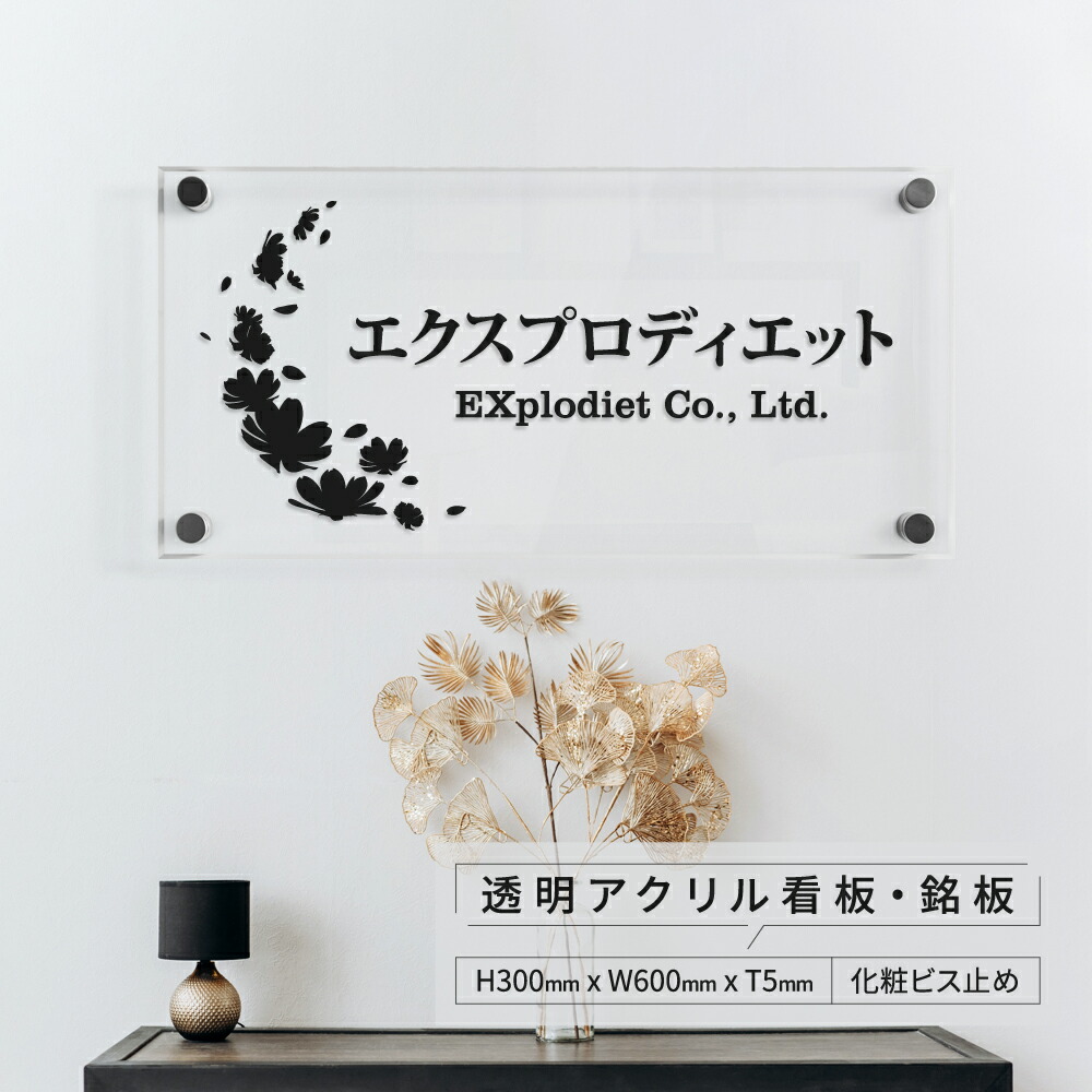 ランキングや新製品 オフィス 透明アクリル看板 アパート名看板 爽やかな印象を与える館名板 gs-pl-tomei-600-300 銘板 クリニック マンション  会社銘板 H300×W600mm×t5mm 歯科医院 業務用品・店舗用品