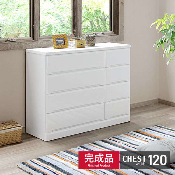 用だんす ローチェスト 幅120 4段 用だんす タンス 白いこと エナメル塗り付ける お召しもの納める 納める調度品 線路付 大電気容量 白いこと室内装飾 リビングチェスト 白 切り上げる品