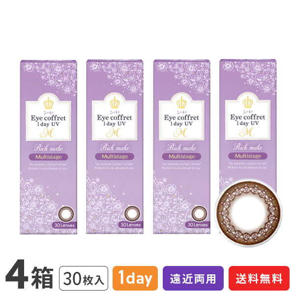 【送料無料】アイコフレワンデーUV M マルチステージ 30枚入 4箱セット ( シード / SEED / 1日使い捨て / カラコン / 遠近両用 / リッチメイク / ブラウン )