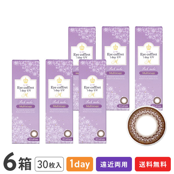 【送料無料】アイコフレワンデーUV M マルチステージ 30枚入 6箱セット ( シード / SEED / 1日使い捨て / カラコン / 遠近両用 / リッチメイク / ブラウン )