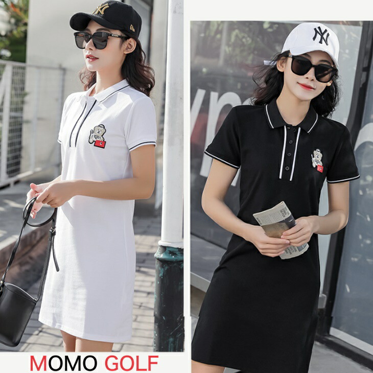 大きいサイズ ゴルフウエア フード付きポロワンピース パーカーワンピース ミドル丈ワンピース ゴルフワンピース コットン