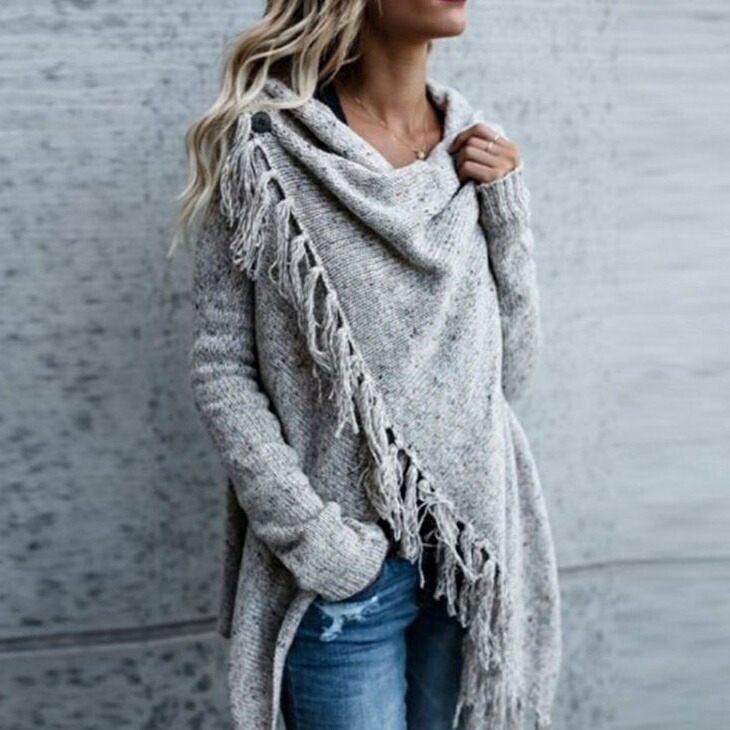 楽天市場】フリンジ ニット ポンチョ ニット プルオーバー ニット