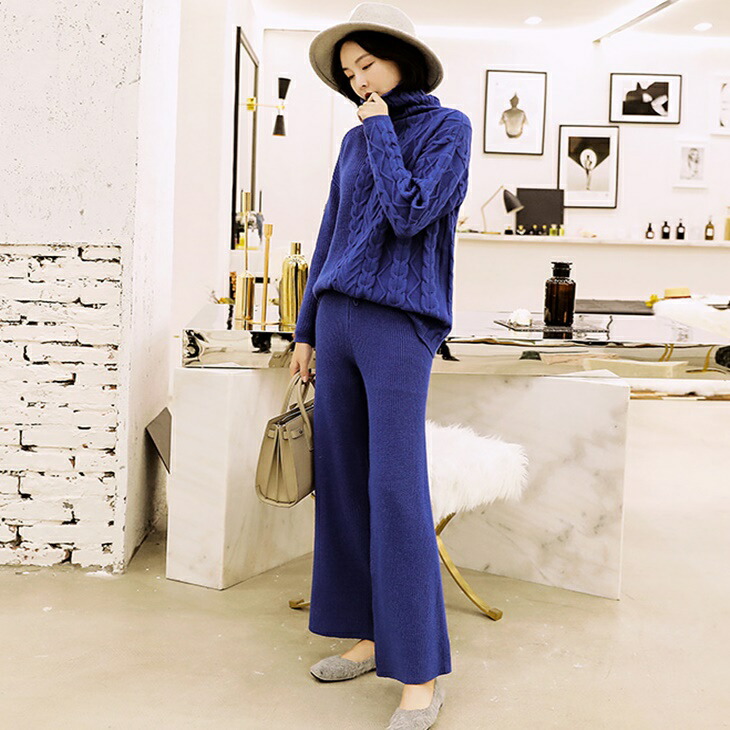 セットアップ ニットセーター パンツ パンツセットアップセット 清楚 ニット トップス おしゃれ 着痩せ レディース 秋 冬 すっきり さわやか 通勤 オフィス アラサーファッション アラフォーファッション アラフィフファッション 入園入学祝い