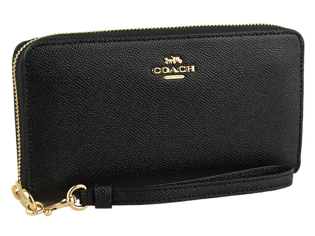 COACH コーチ 長財布 アコーディオン ラウンドファスナー ブラック COACH コーチ 財布 長財布 ラウンドファスナー レザー ブラック
