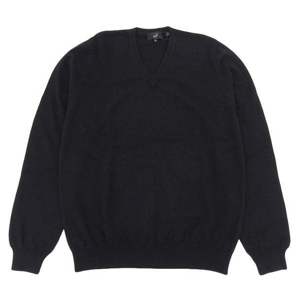 ダン吸血鬼 編み物 スウェーター Vのど首 メンズ XL大いさ カシミール100% 黒いこと dunhill SK0200CXLBK トップス-ニット・セーター-メンズファッション
