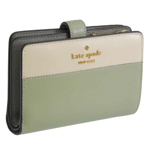 ケイトスペード 財布 レディース 二つ折り財布 コンパクト アウトレット レザー グリーン madison madison colorblock saffiano le KC511 300 kate spade kc511-300｜アクセサリーギフトのTYS 10,439円