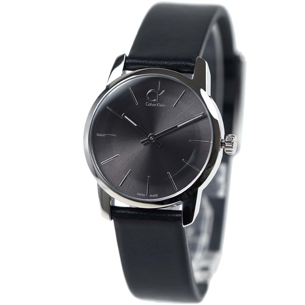 カルバンクライン ウオッチ レディース なめし革 黒いこと しろがね色 薄墨色 Calvin Klein K2G23107