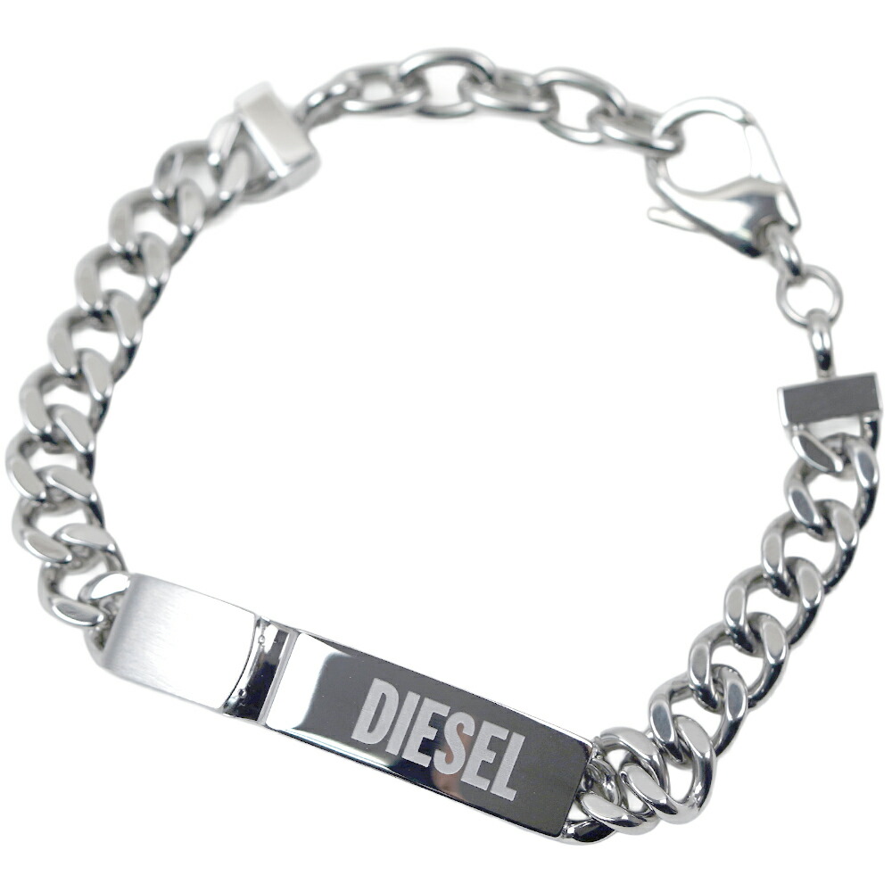 ディーゼル 腕輪 ステンレス鋼 しろがね色 色つや メンズ 付属品 チェーン店 DIESEL BR STACKED ID BRACELET SILVER DX0966040
