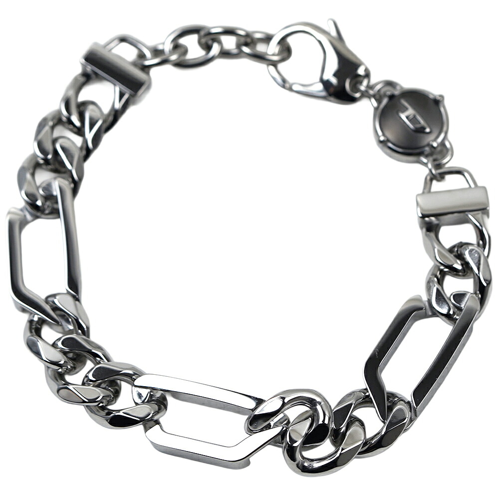 ディーゼル Dロゴ チェーンブレスレット シルバー カラー ステンレス メンズ アクセサリー チェーン DIESEL D LOGO STEEL BRACELET SILVER DX1351040