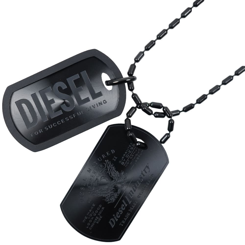 ディーゼル 首飾り シャンデリヤ ドッグタグ メンズ 付属物 ステンレス鋼 黒いこと DIESEL DX1554001