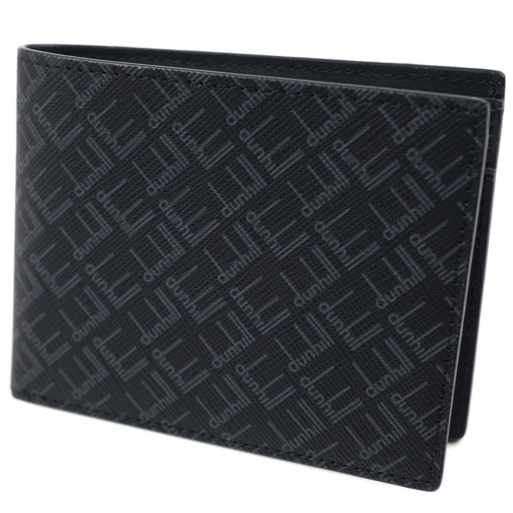 ダンヒル 二つ折り財布 メンズ dunhill Signature Black Leather ブラック DU21R2320LT001R｜アクセサリーギフトのTYS