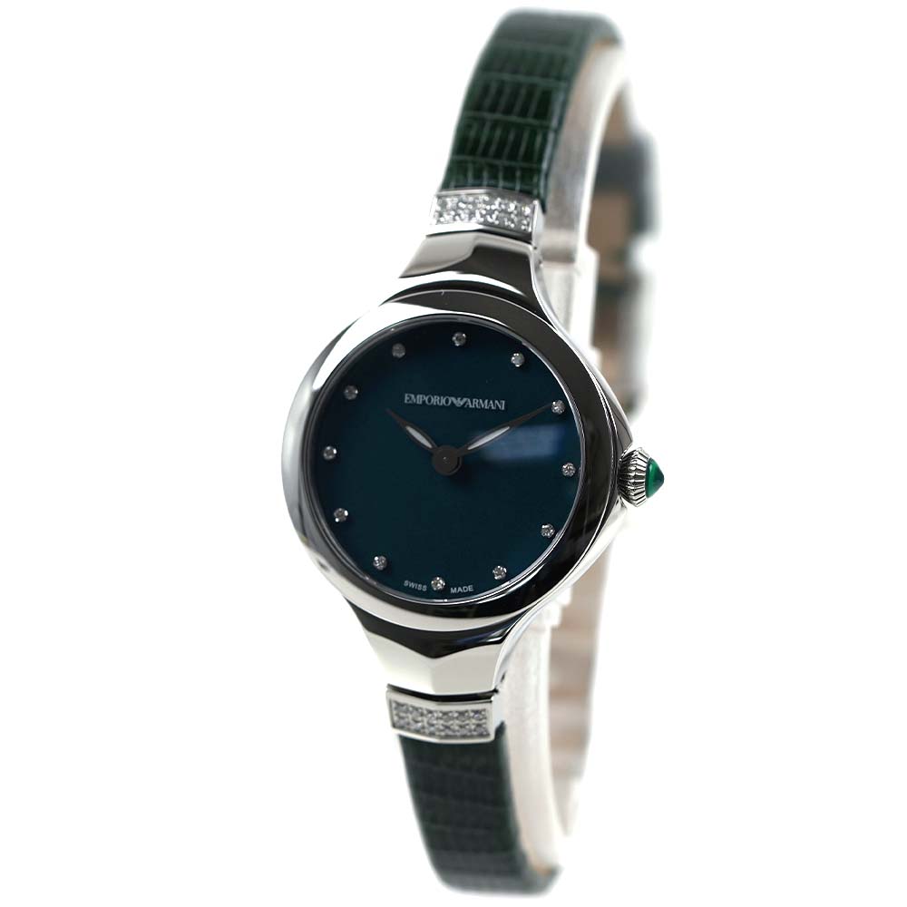 エンポリオアルマーニ スイスメイド 腕時計 レディース サファイアガラス リザードレザー ダイヤモンド EMPORIO ARMANI SWISS MADE FLUIDDECO VARANUS SALVATOR GREEN ARS8150｜アクセサリーギフトのTYS