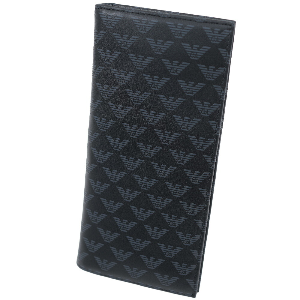 エンポリオアルマーニ 財布 二つ折り財布 長財布 小銭入れ付 メンズ イーグルロゴ レザー ブラック EMPORIO ARMANI YEN WALLET YEM474 YTO2J 84284 YEM474-YTO2J-84284｜アクセサリーギフトのTYS