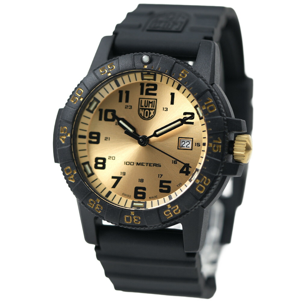 ルミノックス 腕時計 メンズ レザーバック シータートル ジャイアント 0320シリーズ ブラック ゴールド LUMINOX アナログ クォーツ ミリタリー アウトドア 10気圧防水 ウレタンベルト スイス製 XS.0325.GP