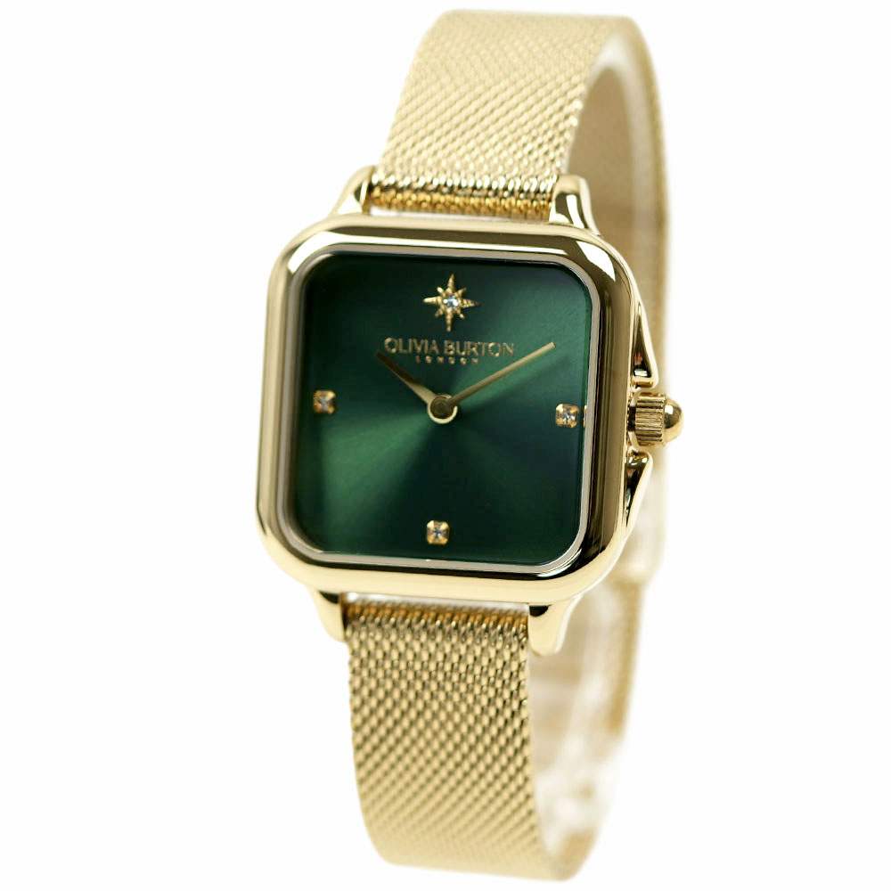 オリビアバートン OLIVIA BURTON 腕時計 クラシック 28mm グロブナー グリーン ＆ ゴールド メッシュ ウォッチ 24000087