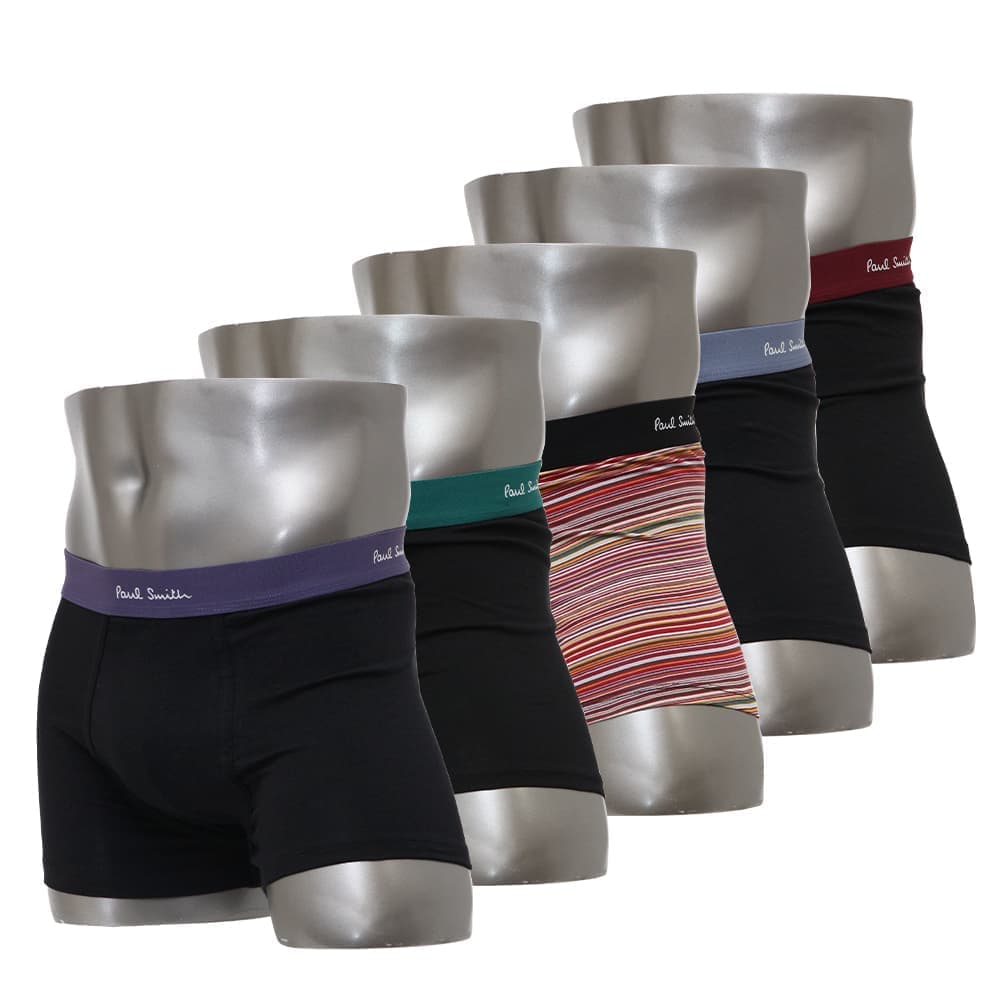 極点スミス ボクサーズボン下 5枚書き割り 前閉じ 5枚組 Paul Smith Men\u0027s Trunk 5pack Black Cotton/Spandex S/M大きさ M1A-914C-A5PCK201A
