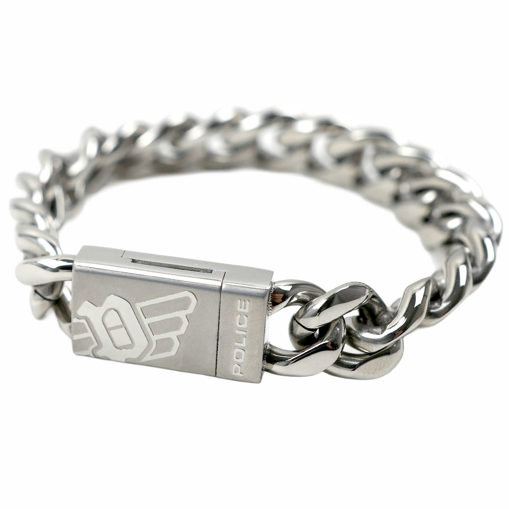 [訳ありアウトレット(箱に難あり)] ポリス ブレスレット メンズ シルバー ステンレス アクセサリー POLICE PJ 26054BSS/01-S