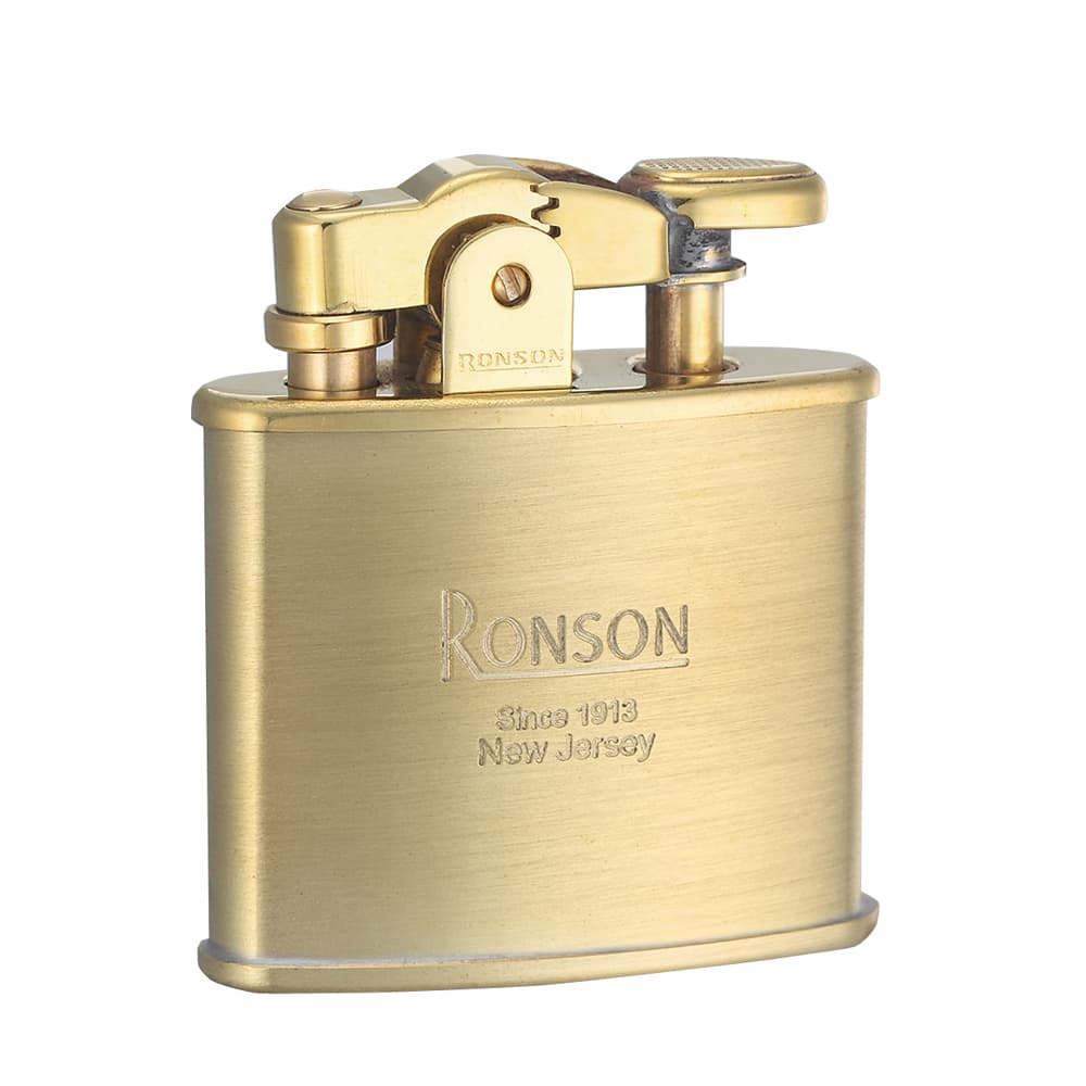 Ronson アンティークライター 茶色と銀色のストライプ r02-0027-a.jpg