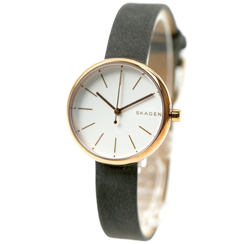スカーゲン 腕時計 レディース レザー ピンクゴールド ホワイト グレー SIGNATUR SKAGEN SKW2644